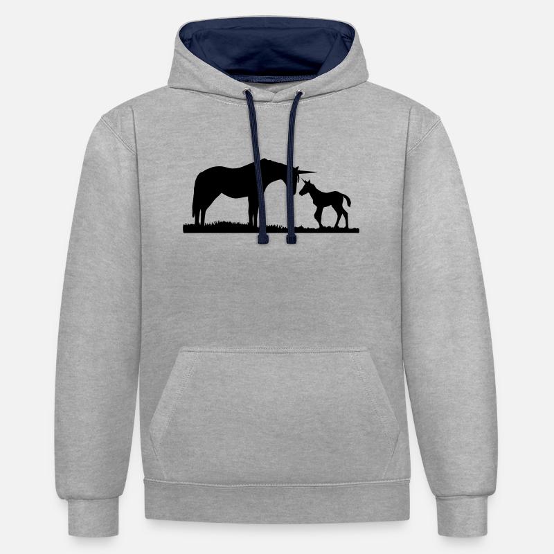 Einhorn - Einhörner - Kontrast-Hoodie - Grau meliert/Navy