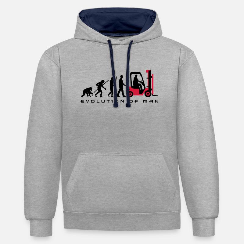 evolution_gabelstapler_122013_a_2c - Kontrast-Hoodie - Grau meliert/Navy