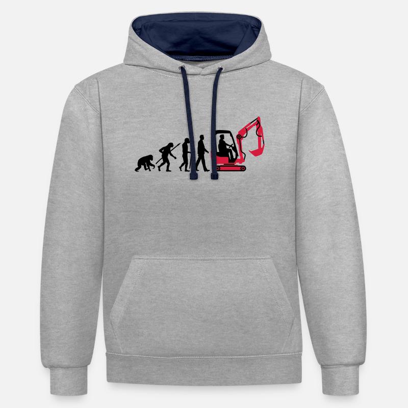 evolution_baggerfahrer_122013_b_2c - Kontrast-Hoodie - Grau meliert/Navy