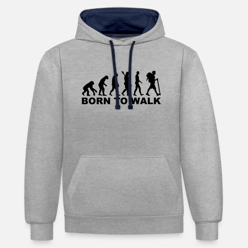 Évolution Cheminement - Sweat à capuche contrasté - gris chiné/bleu marine