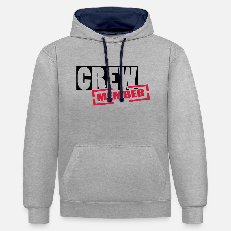 crew - Kontrast-Hoodie - Grau meliert/Navy