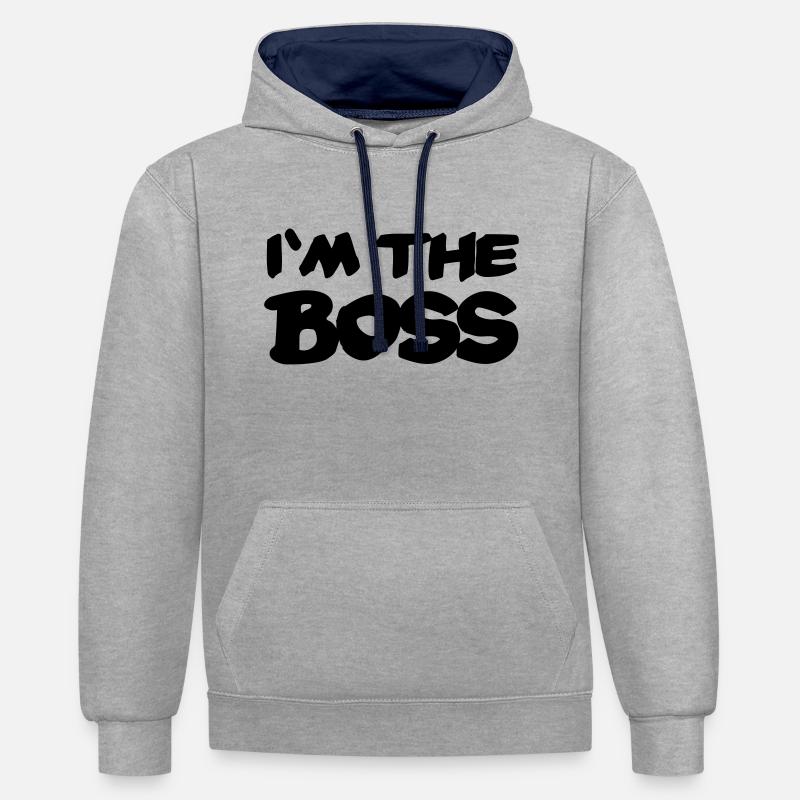 I'm the Boss - Sweat à capuche contrasté - gris chiné/bleu marine