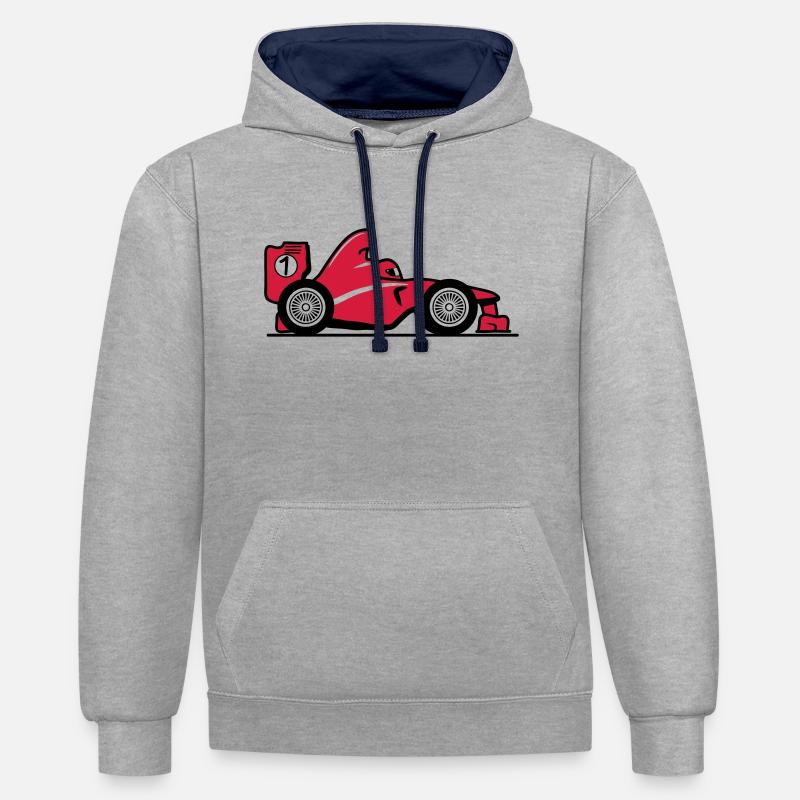 Courte bande dessinée Racecar - Sweat à capuche contrasté - gris chiné/bleu marine