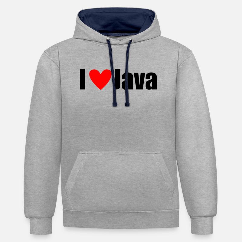 J'AIME Java - Sweat à capuche contrasté - gris chiné/bleu marine