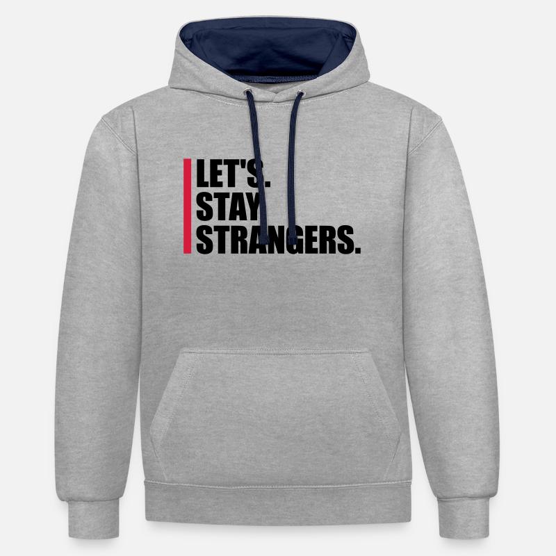 Citation Restons Strangers - Sweat à capuche contrasté - gris chiné/bleu marine