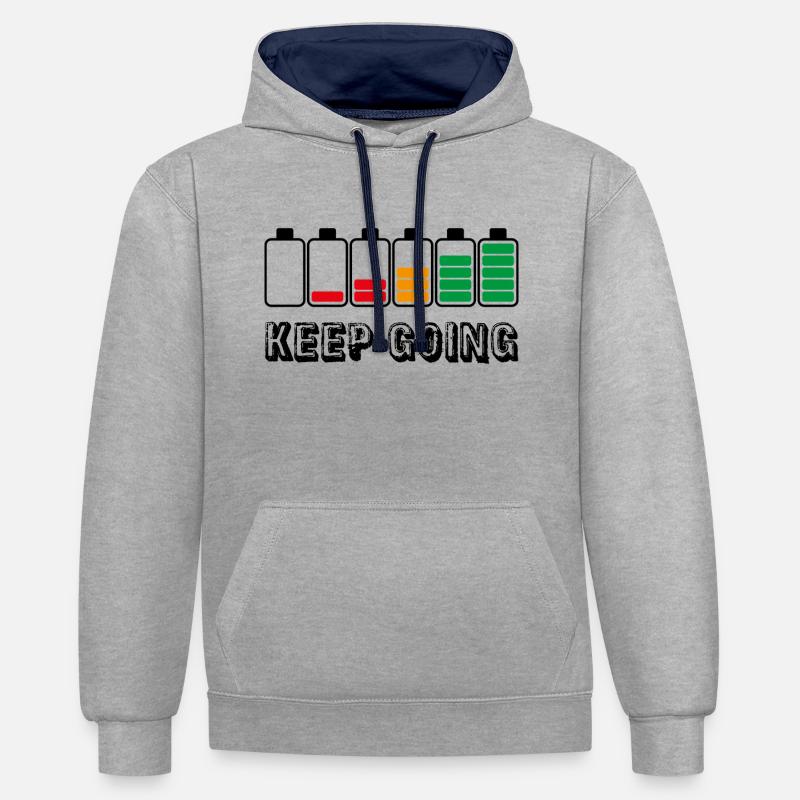 keep going - Sweat à capuche contrasté - gris chiné/bleu marine