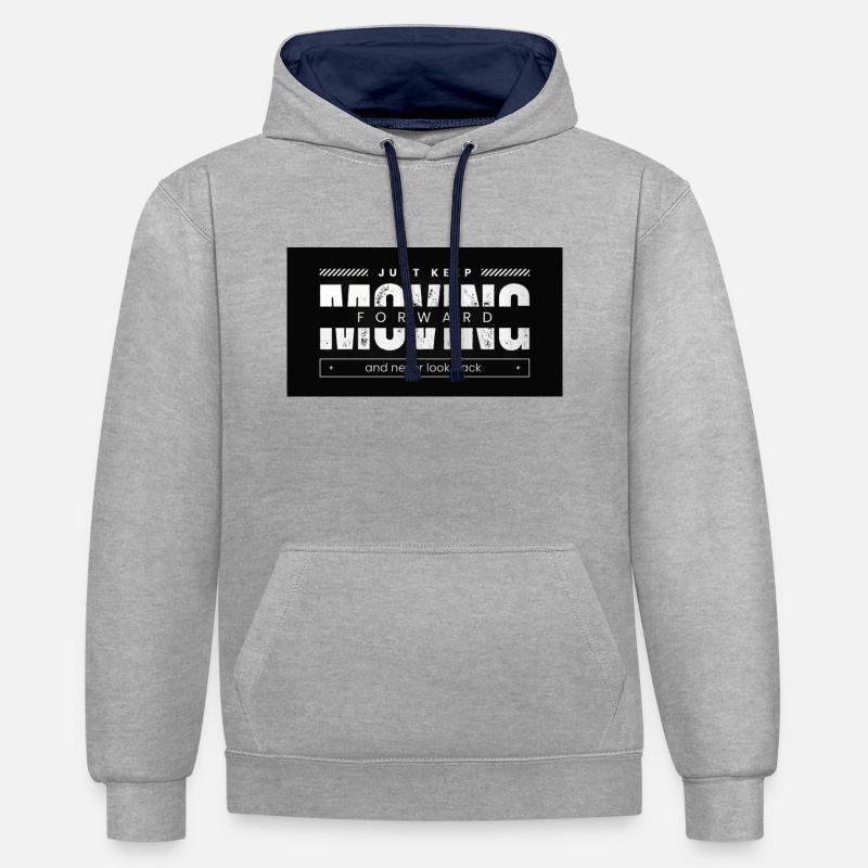 Continuez simplement à avancer - Sweat à capuche contrasté - gris chiné/bleu marine