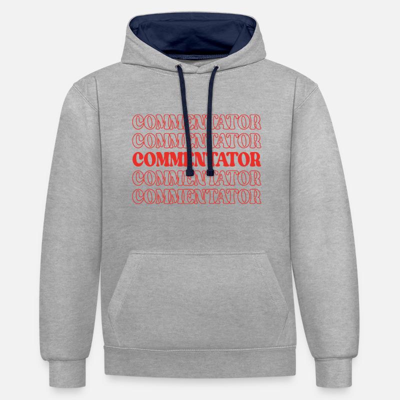 Commentateur Animateur Annonceur Diffuseur - Sweat à capuche contrasté - gris chiné/bleu marine