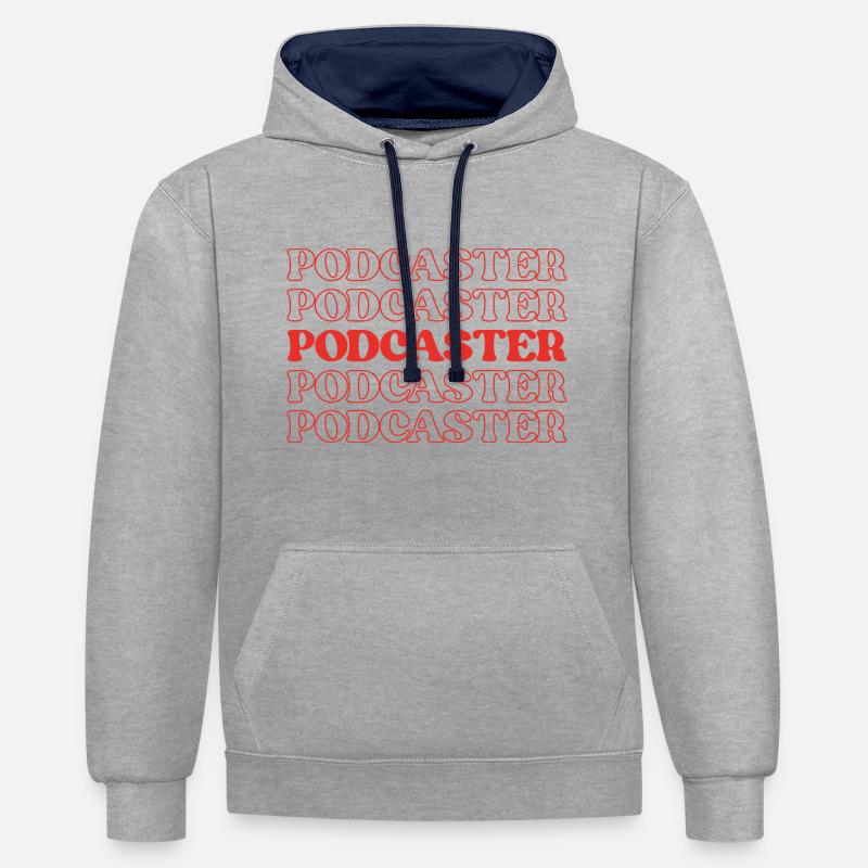 Podcaster, Moderator, Radiomoderator - Kontrast-Hoodie - Grau meliert/Navy