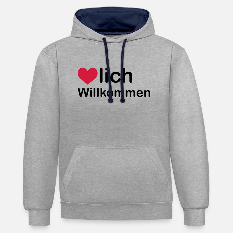 herzlich willkommen - Sweat à capuche contrasté - gris chiné/bleu marine