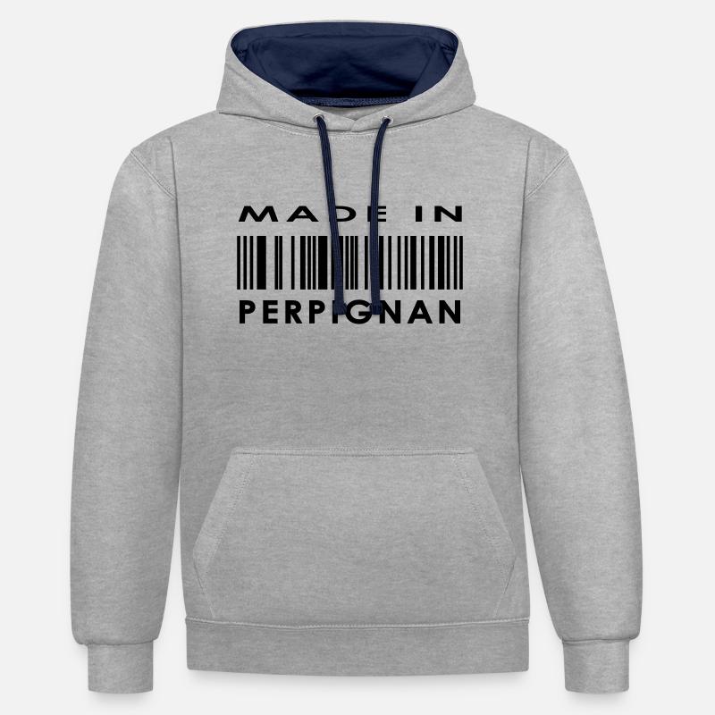 Perpignan - Sweat à capuche contrasté - gris chiné/bleu marine