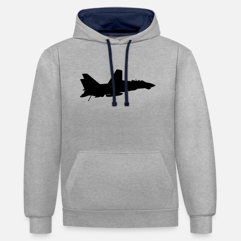 F-14 Tomcat - Sweat à capuche contrasté - gris chiné/bleu marine