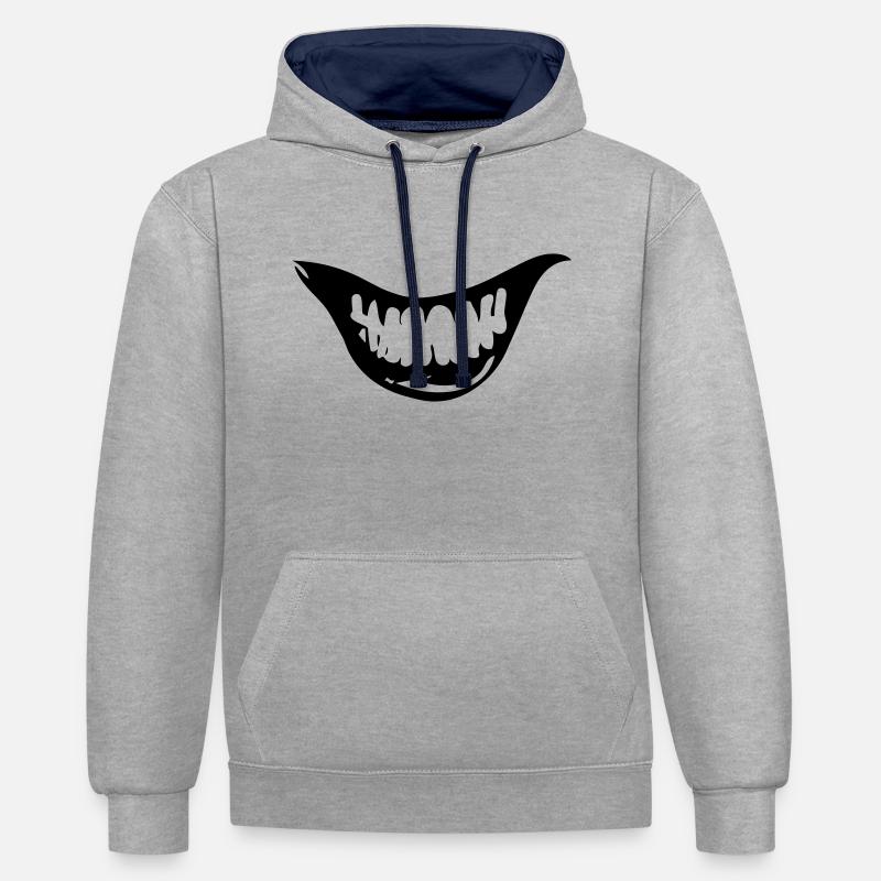 Sourire diabolique - Sweat à capuche contrasté - gris chiné/bleu marine