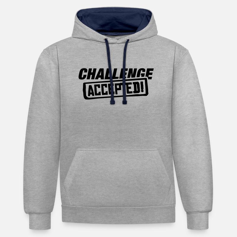 challenge_accepted_ak1 - Sweat à capuche contrasté - gris chiné/bleu marine