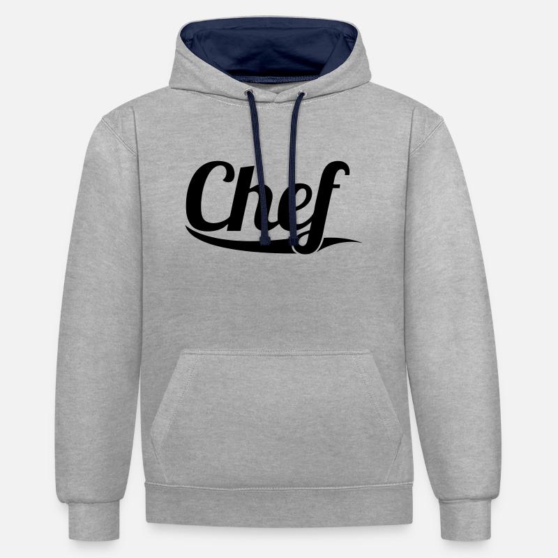 Chef - Sweat à capuche contrasté - gris chiné/bleu marine
