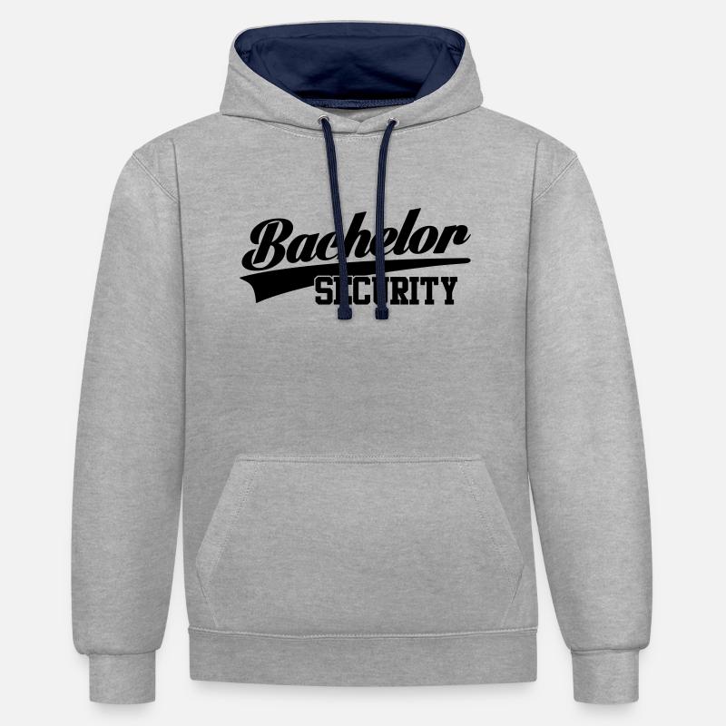 bachelor security - Sweat à capuche contrasté - gris chiné/bleu marine