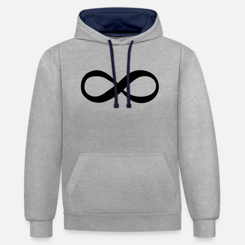 unendlich - Sweat à capuche contrasté - gris chiné/bleu marine