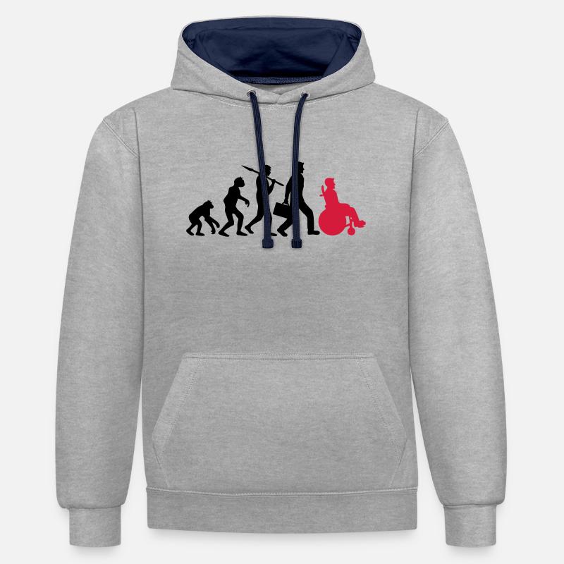evolution wheelchair development silhouette hindrance - Contrast hoodie - heather grey/navy