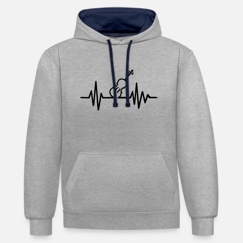 Violon - Sweat à capuche contrasté - gris chiné/bleu marine