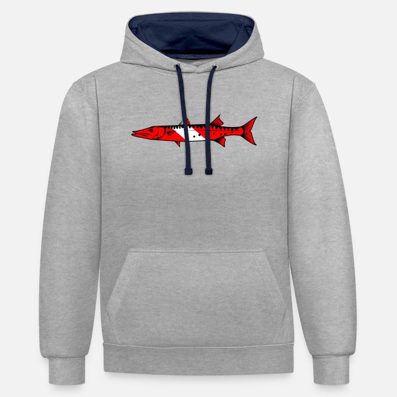 Barracuda par Scuba.Style - Sweat à capuche contrasté - gris chiné/bleu marine
