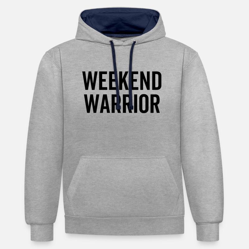 Guerrier du week-end - Sweat à capuche contrasté - gris chiné/bleu marine