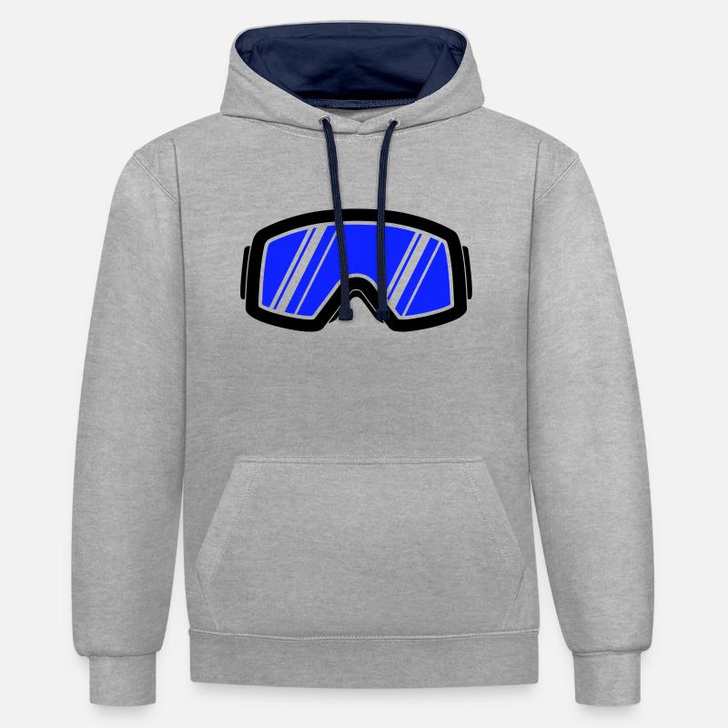 Lunettes de ski - Sweat à capuche contrasté - gris chiné/bleu marine