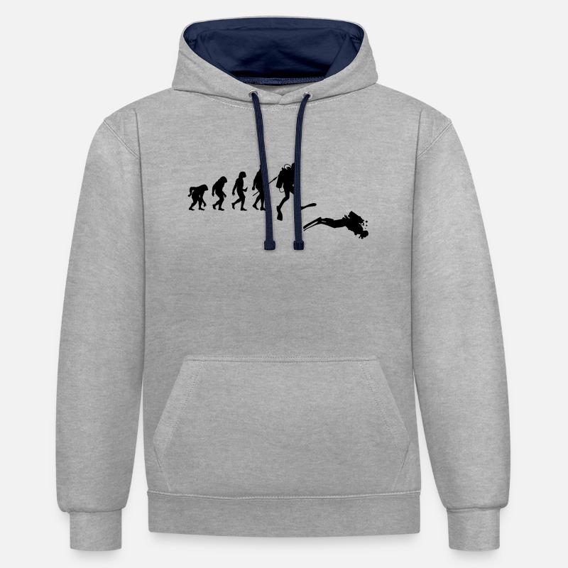 Évolution de Diver - Sweat à capuche contrasté - gris chiné/bleu marine