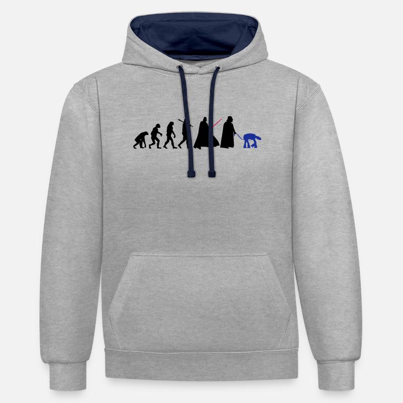 EVOLUTION DARK VADOR - Sweat à capuche contrasté - gris chiné/bleu marine