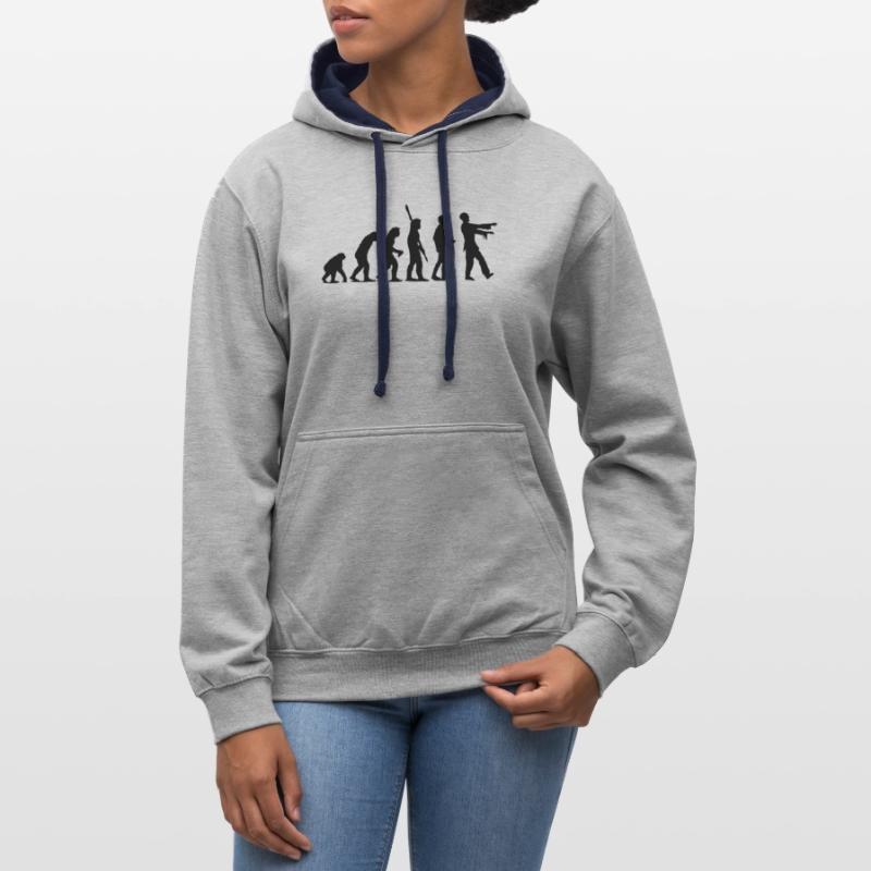 Zombie Evolution (einfarbig) Kontrast-Hoodie