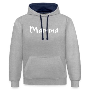 Mamma ist die Beste! Geschenkidee für alle Mammas. - Kontrast-Hoodie - Grau meliert/Navy - Vorne - Liana (172cm) & Jaron (178cm)