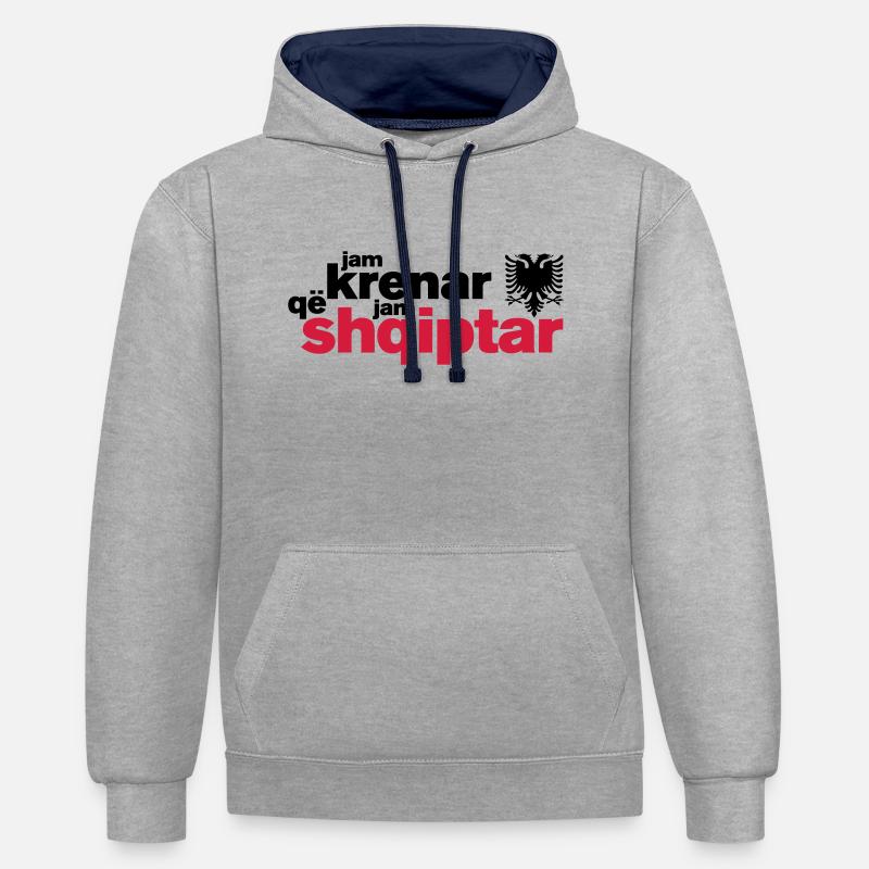 Krenar qe jam Shqiptar - Kontrastluvtröja - gråmelerad/marinblå