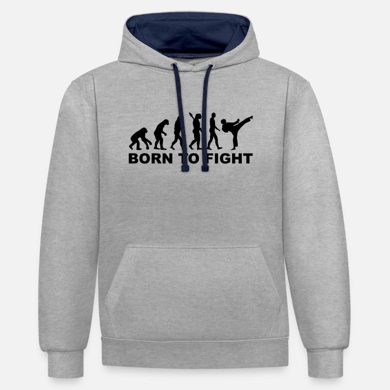 Evolution Karate - Sweat à capuche contrasté - gris chiné/bleu marine