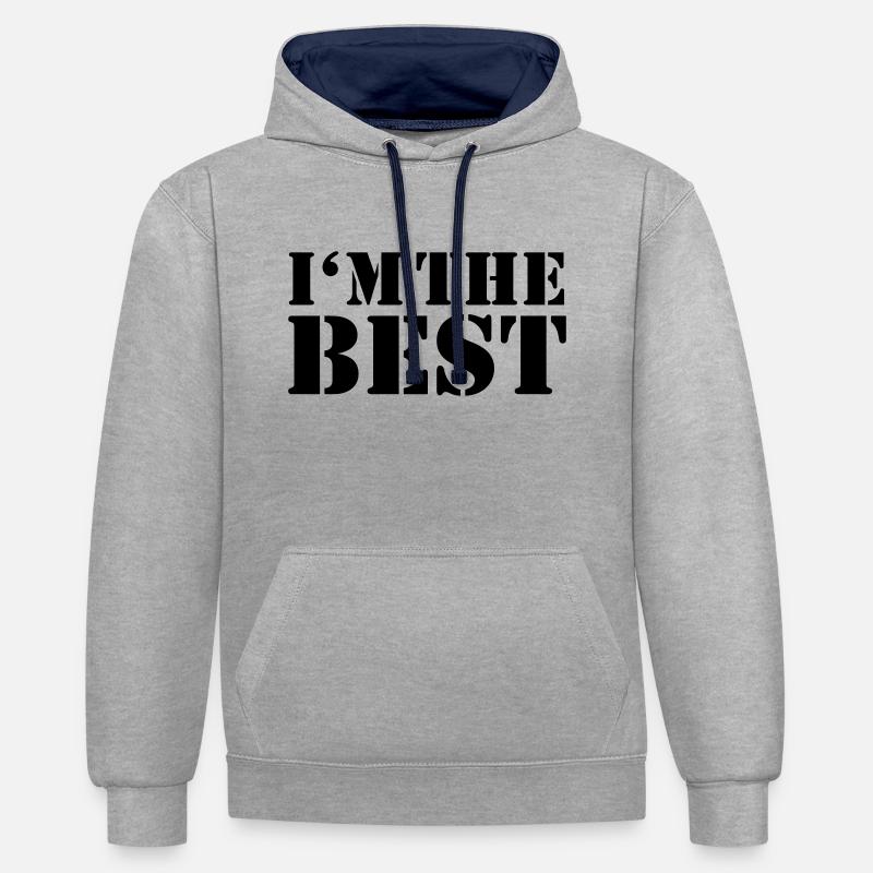 I'm the Best - Sweat à capuche contrasté - gris chiné/bleu marine