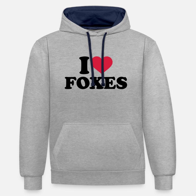 Fuchs - Kontrast-Hoodie - Grau meliert/Navy