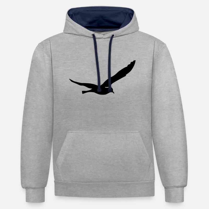 Möwe - Kontrast-Hoodie - Grau meliert/Navy