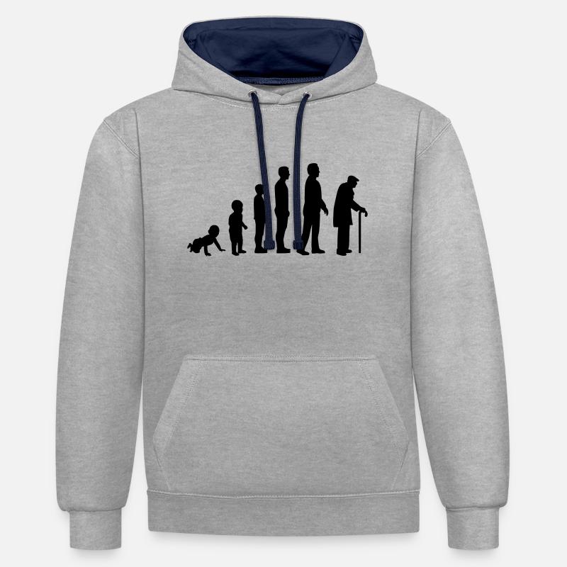 Évolution Retraité - Sweat à capuche contrasté - gris chiné/bleu marine