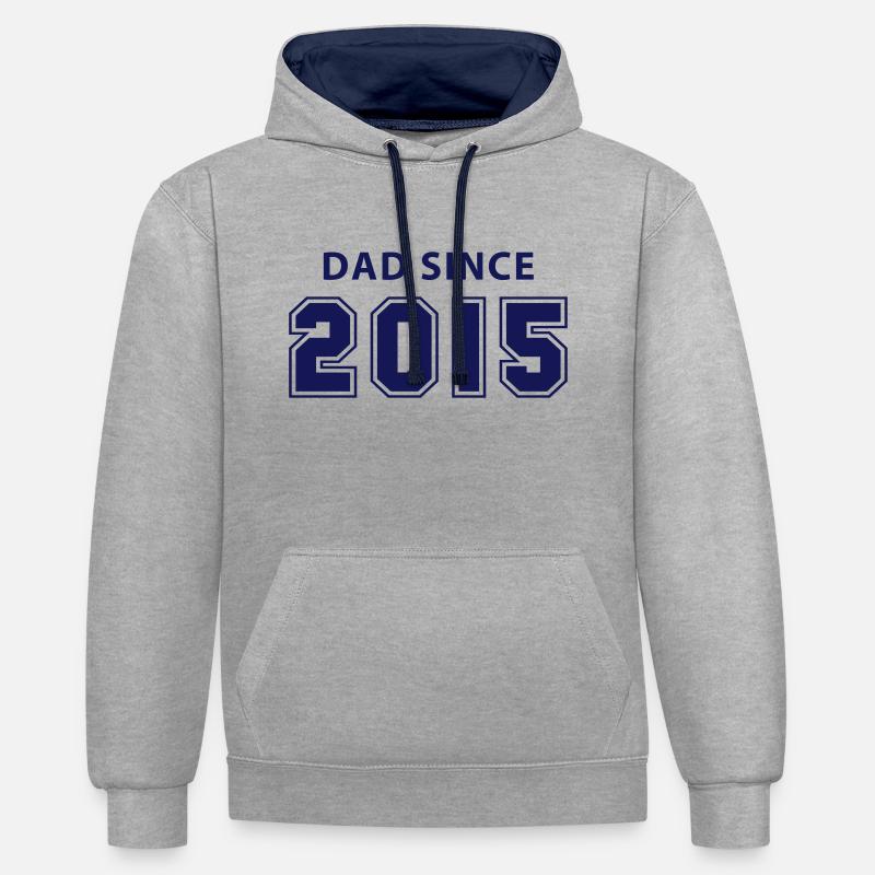 dad since 2015 - daddy design - Contrast hoodie - heather grey/navy