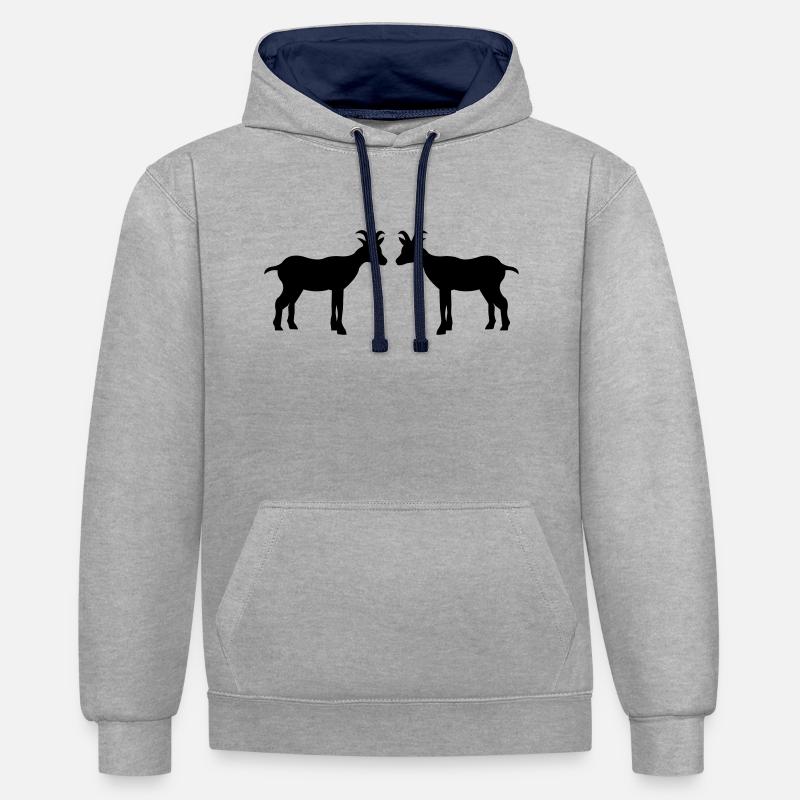 ziege2 - Sweat à capuche contrasté - gris chiné/bleu marine
