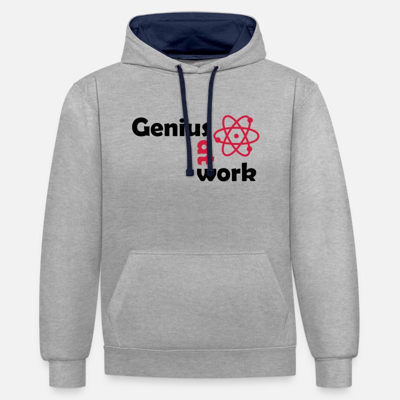 genius at work - Contrast hoodie - heather grey/navy