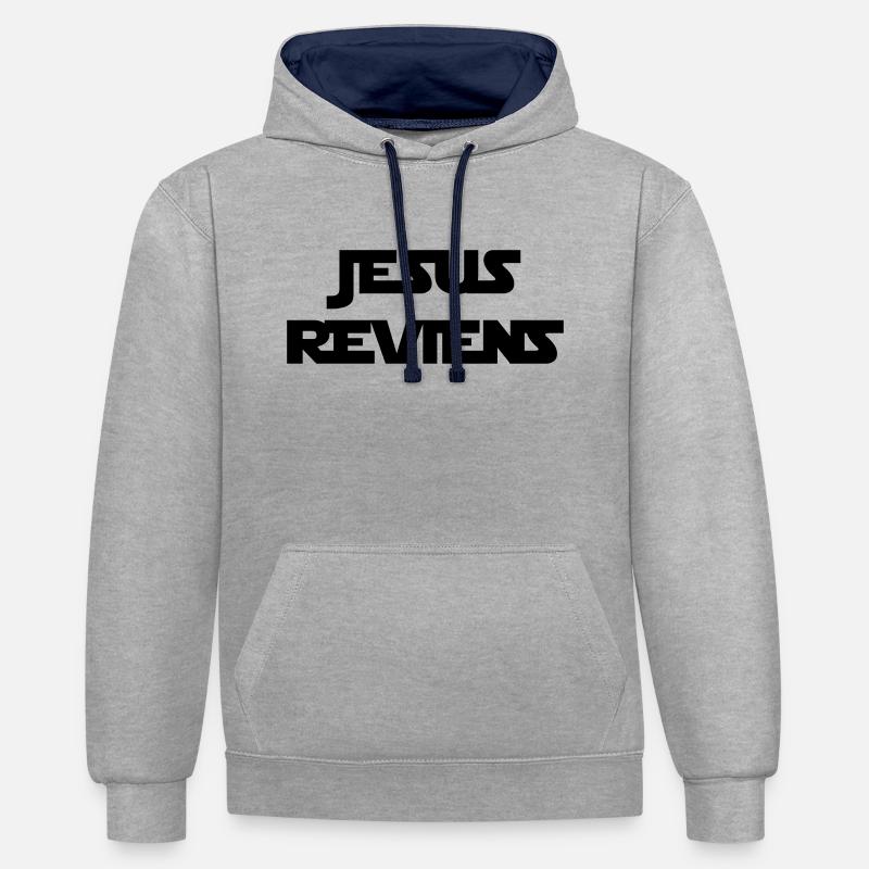 JESUS REVIENS - STAR WARS - Sweat à capuche contrasté - gris chiné/bleu marine