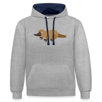 platypus - Contrast hoodie - heather grey/navy - Front - Liana (172cm) & Jaron (178cm)