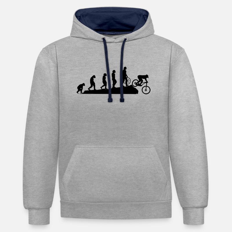 Vélo Evolution Noir - Sweat à capuche contrasté - gris chiné/bleu marine