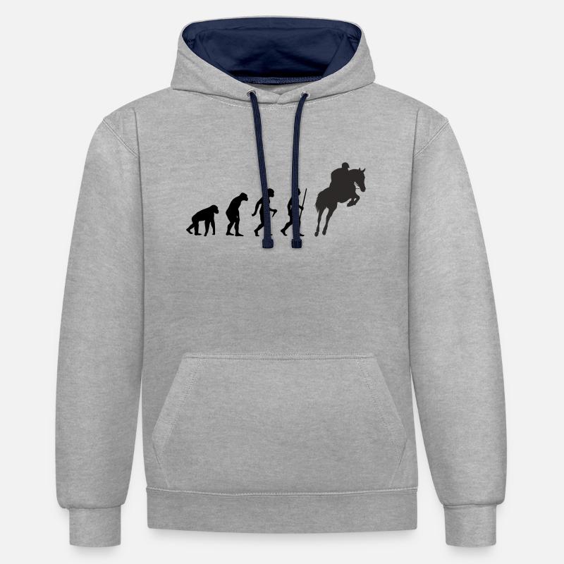 Evolution Springreiter - Kontrast-Hoodie - Grau meliert/Navy