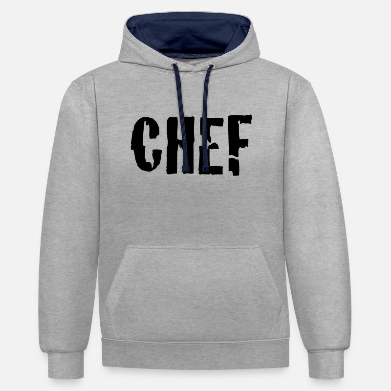 chef - Sweat à capuche contrasté - gris chiné/bleu marine