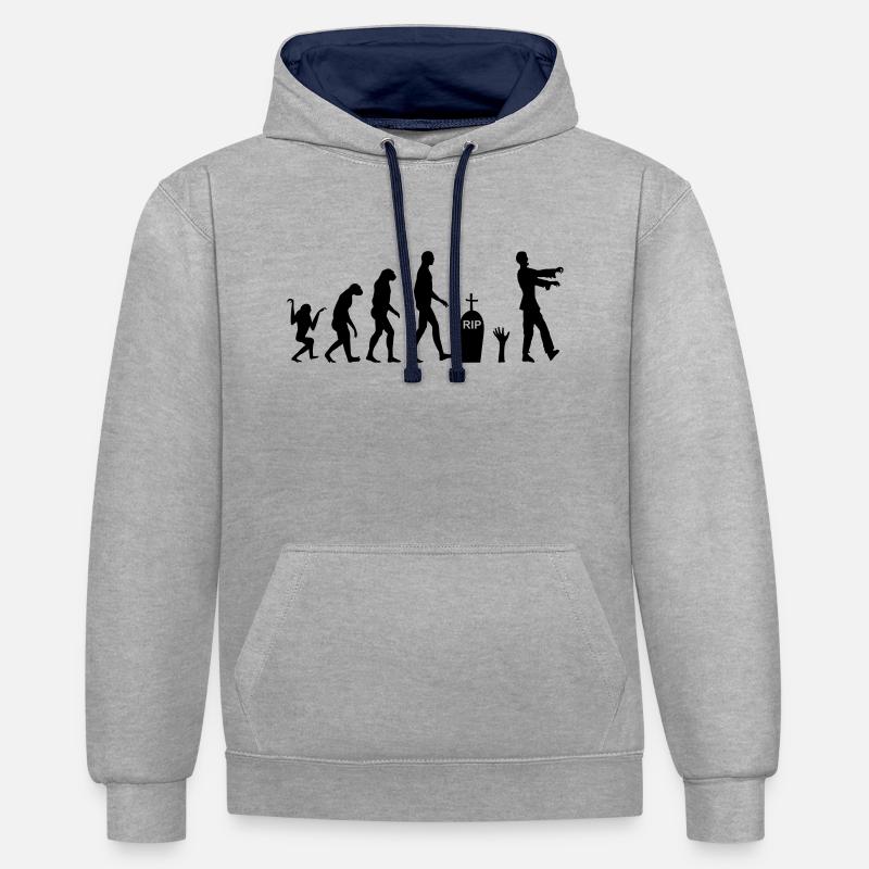 Zombie Evolution 2 - Sweat à capuche contrasté - gris chiné/bleu marine