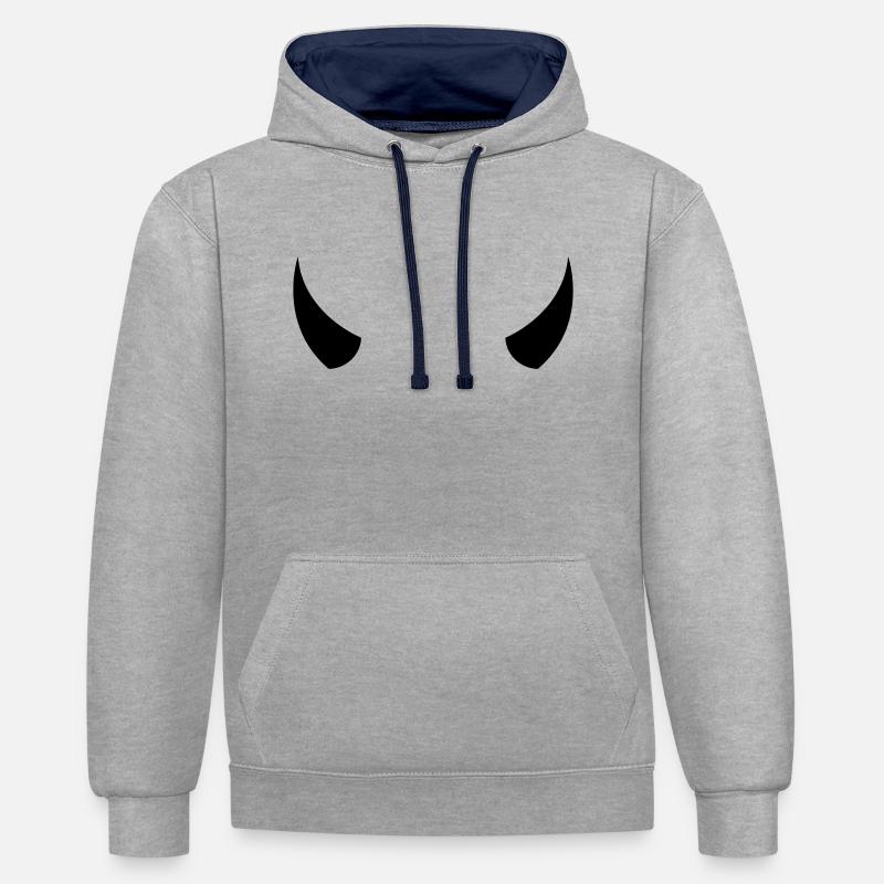 devil_wild__f1 - Sweat à capuche contrasté - gris chiné/bleu marine