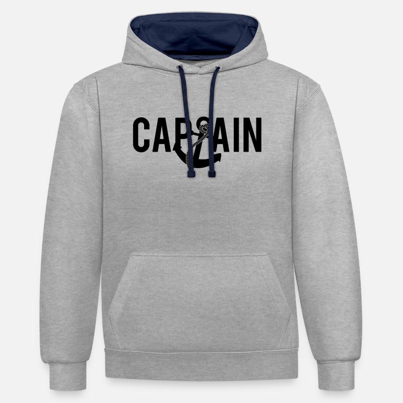 Capitaine ancre Logo - Sweat à capuche contrasté - gris chiné/bleu marine