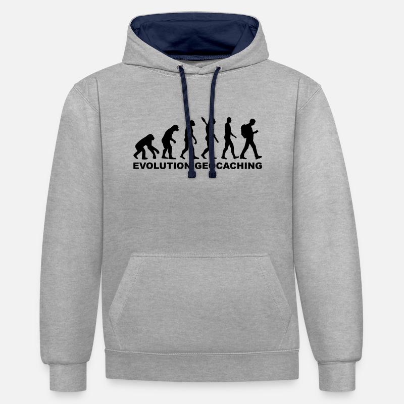 Evolution Geocaching - Sweat à capuche contrasté - gris chiné/bleu marine