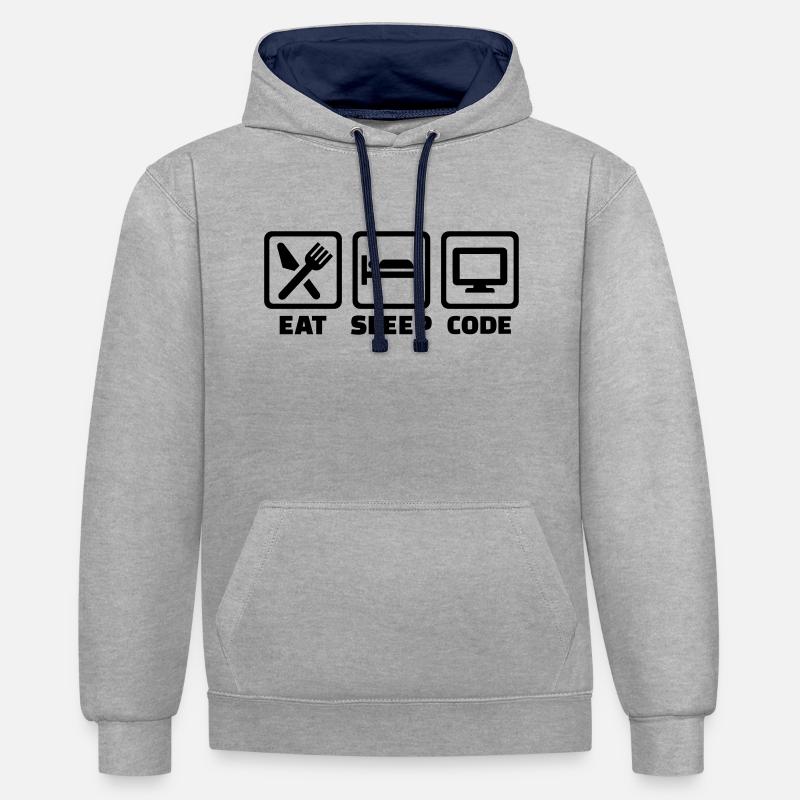 Programmeur - Sweat à capuche contrasté - gris chiné/bleu marine