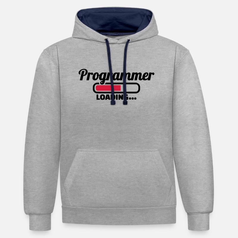 Programmierer - Kontrast-Hoodie - Grau meliert/Navy